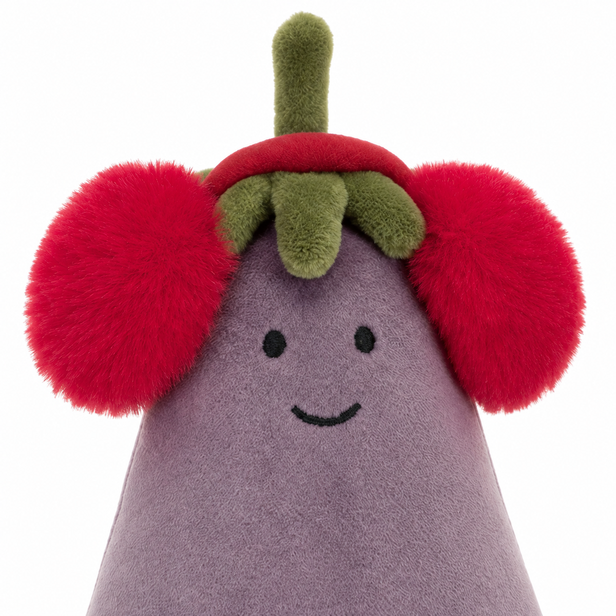 Red Earmuffs Eggplant Plush Toy – 17cm
