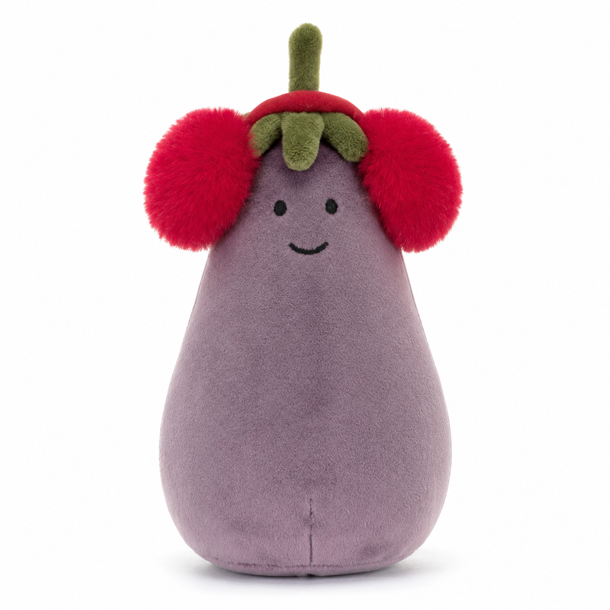 Red Earmuffs Eggplant Plush Toy – 17cm