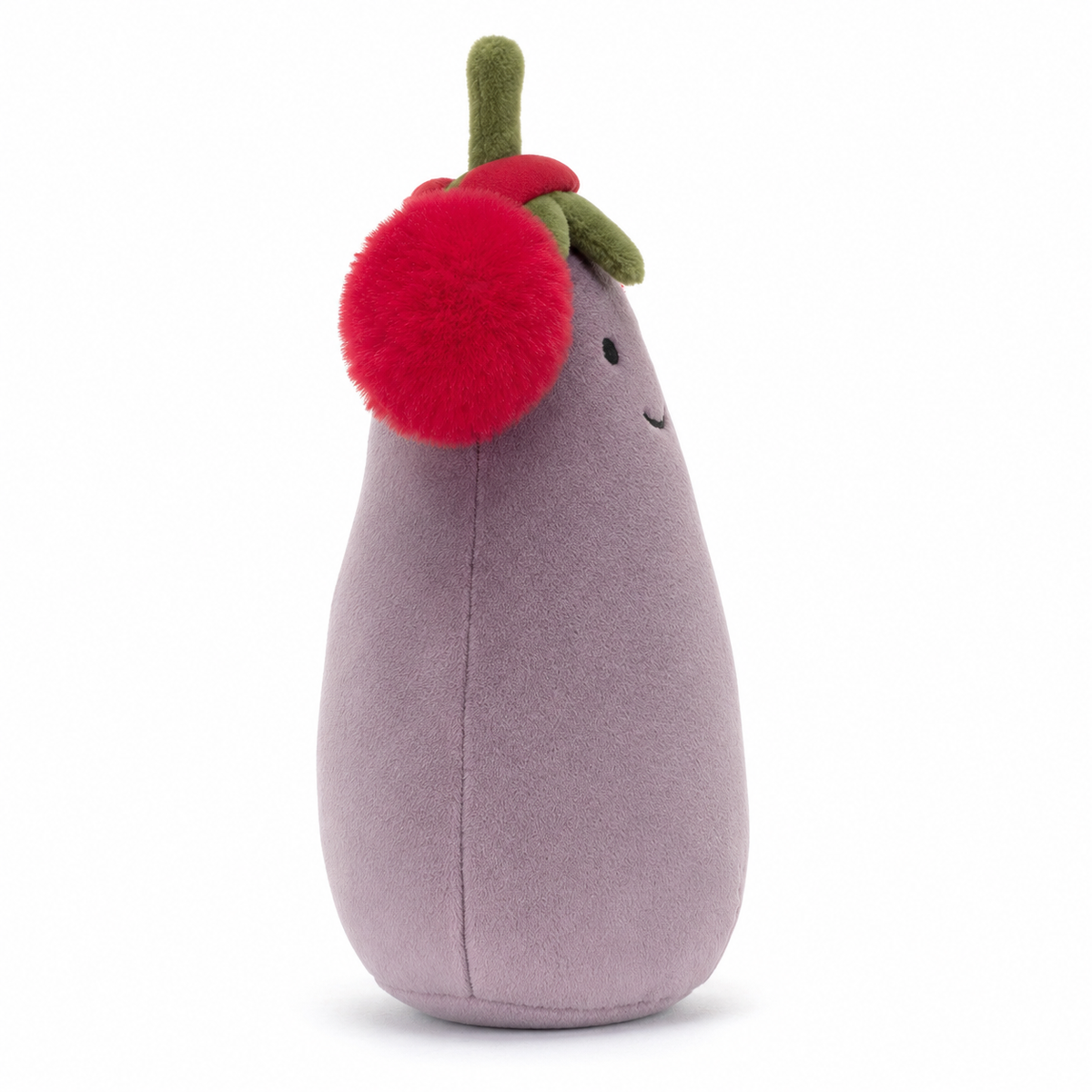 Red Earmuffs Eggplant Plush Toy – 17cm