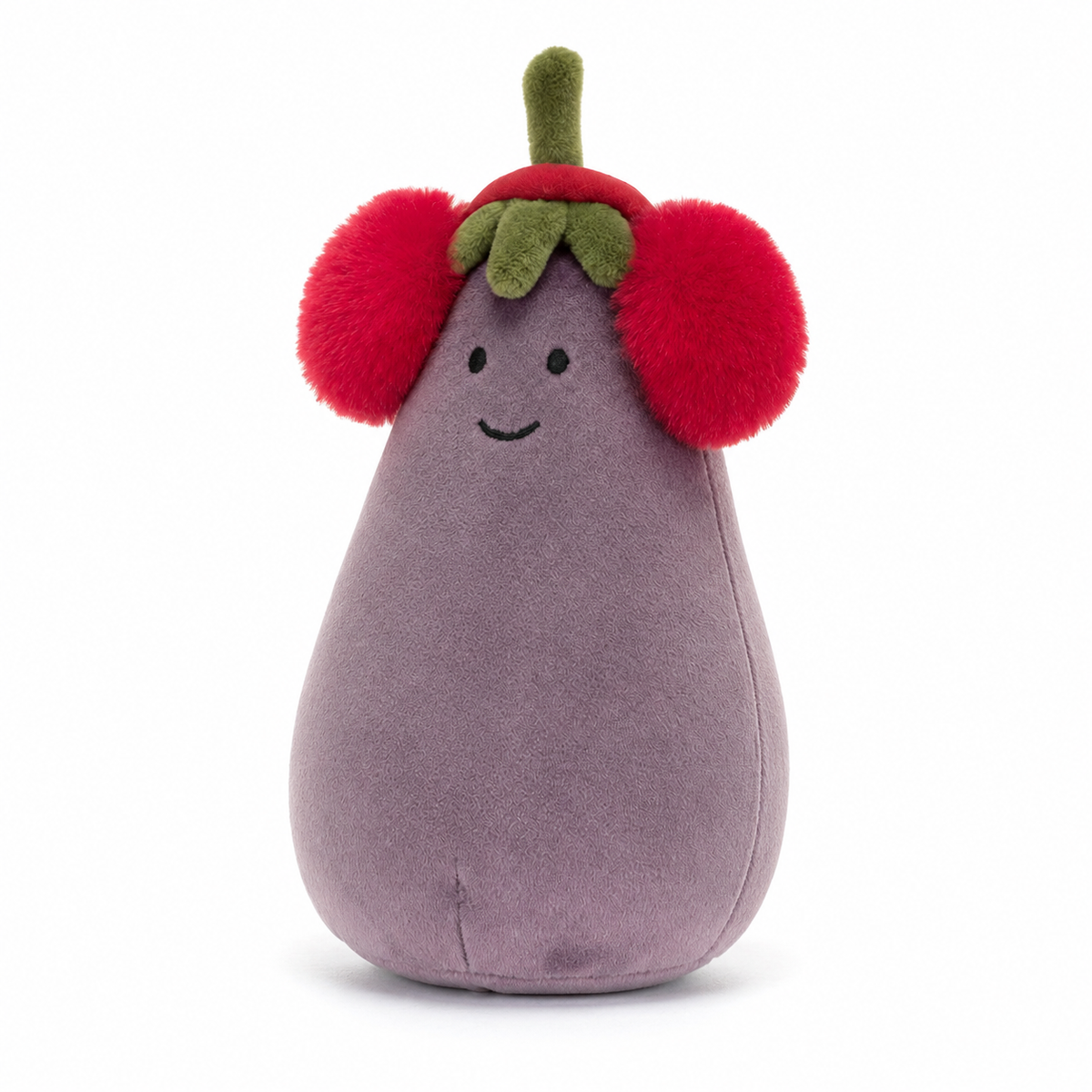 Red Earmuffs Eggplant Plush Toy – 17cm