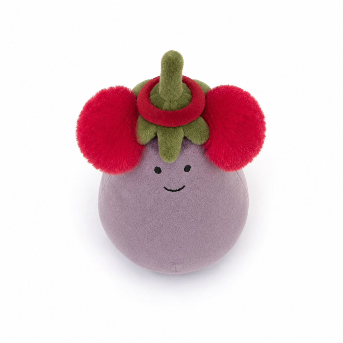 Red Earmuffs Eggplant Plush Toy – 17cm