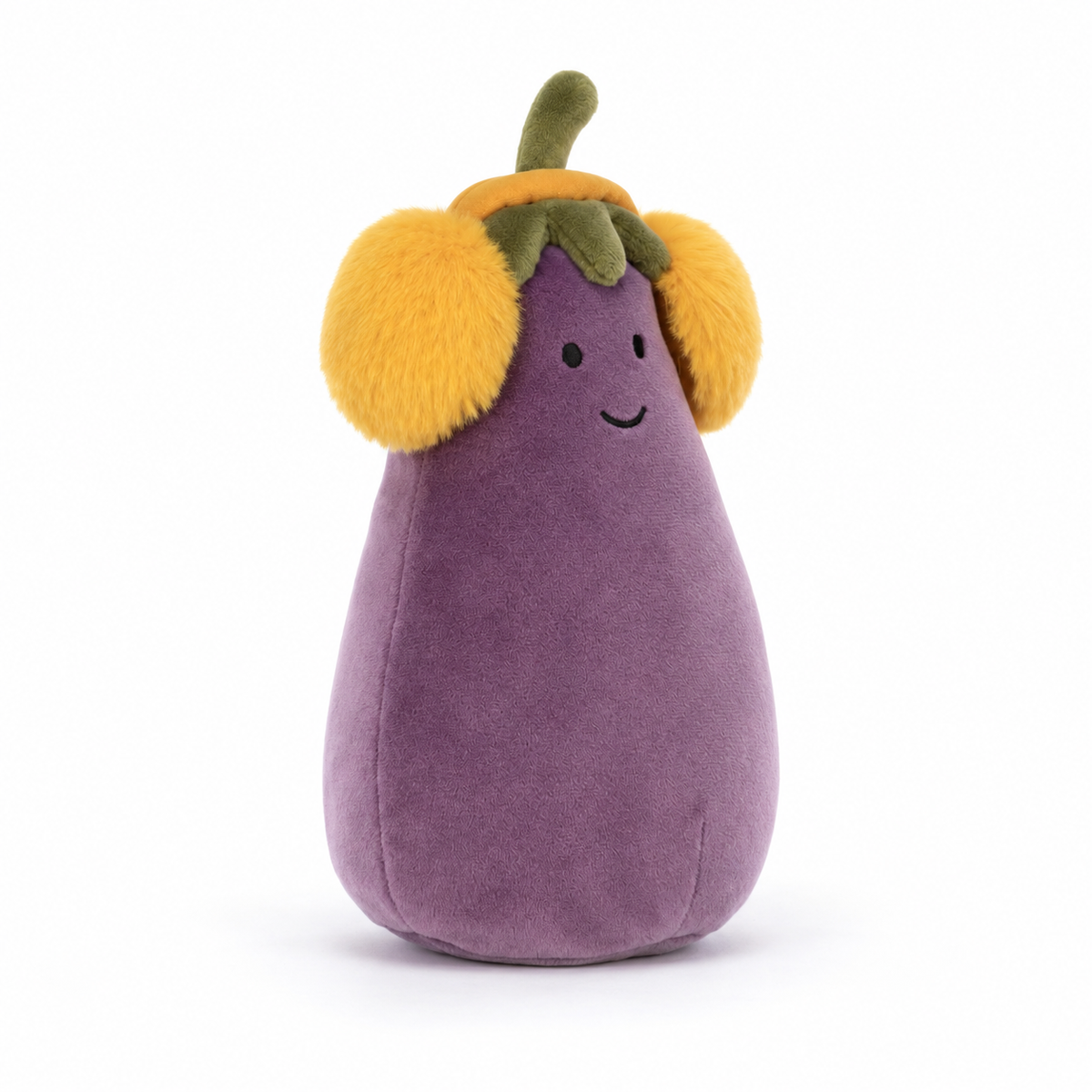 Yellow Earmuffs Eggplant Plush Toy – 17cm