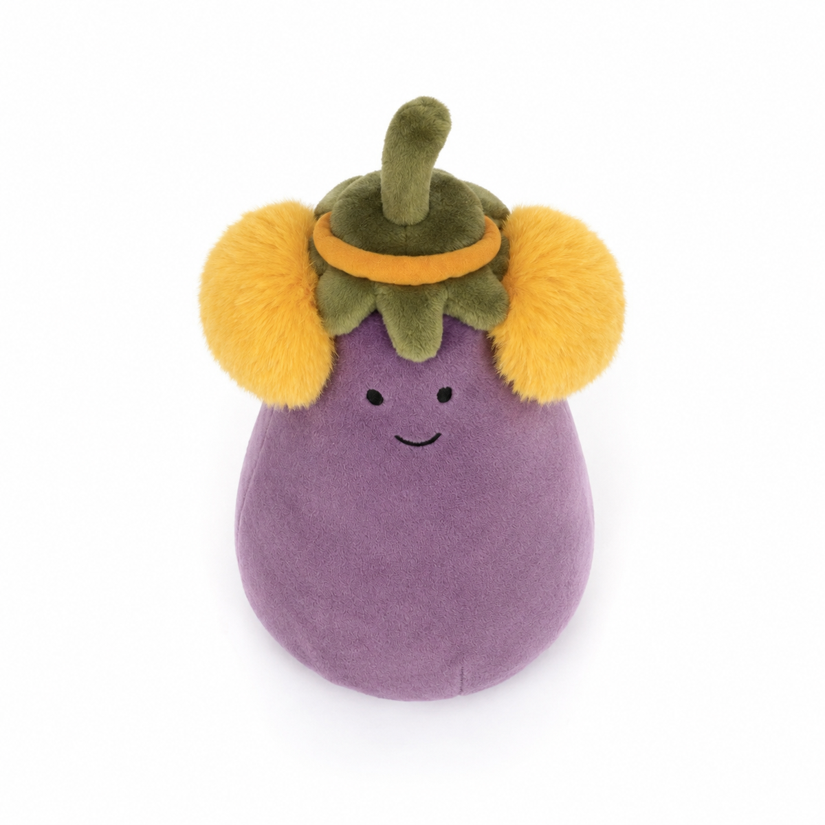 Yellow Earmuffs Eggplant Plush Toy – 17cm