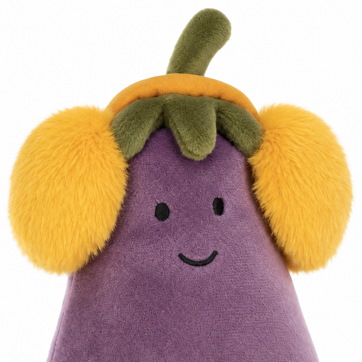 Yellow Earmuffs Eggplant Plush Toy – 17cm