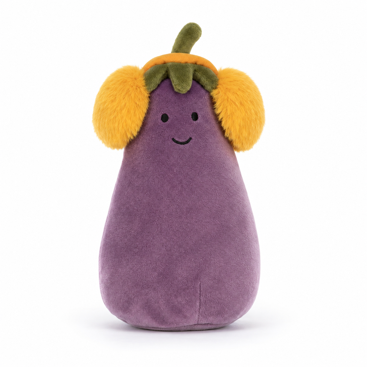 Yellow Earmuffs Eggplant Plush Toy – 17cm