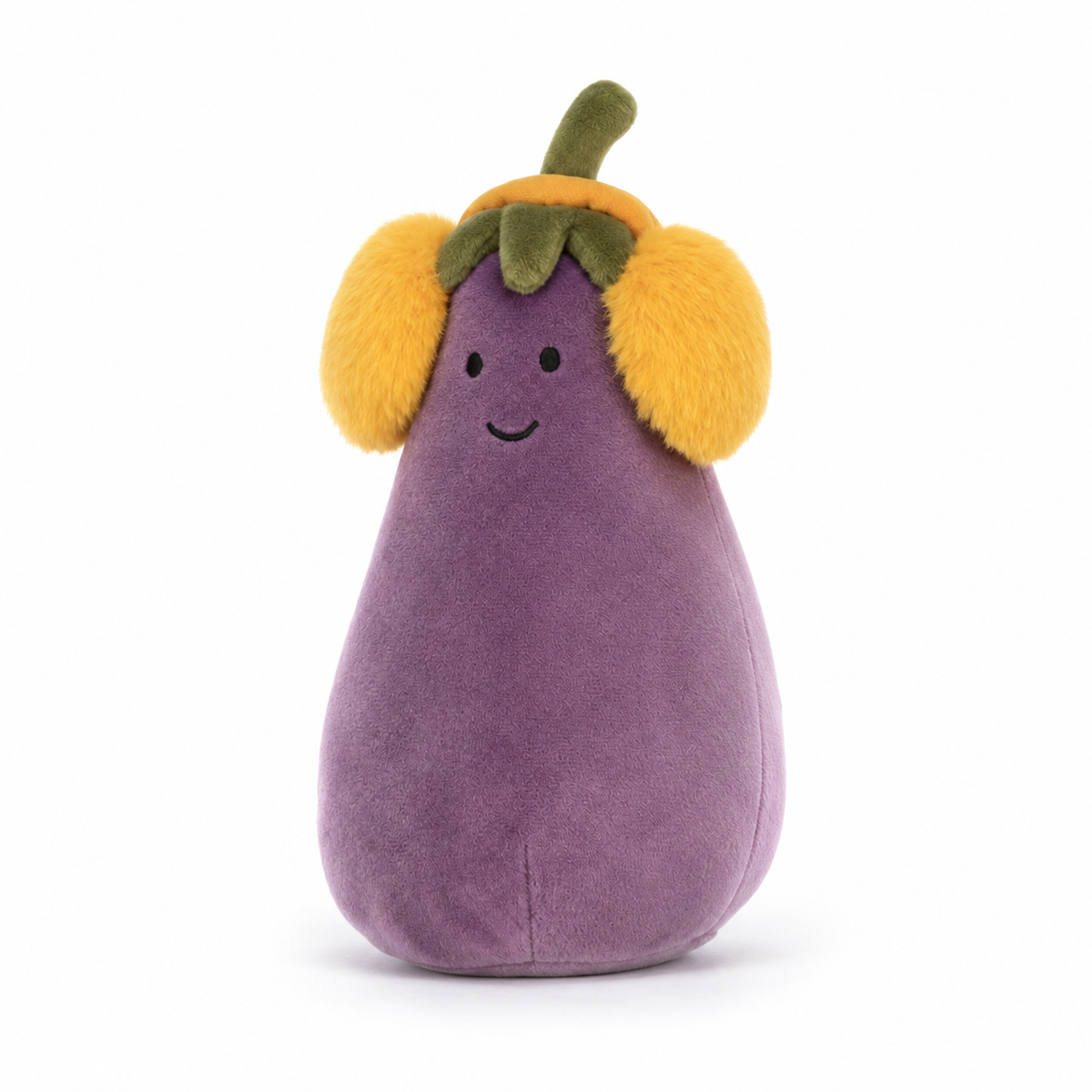 Yellow Earmuffs Eggplant Plush Toy – 17cm