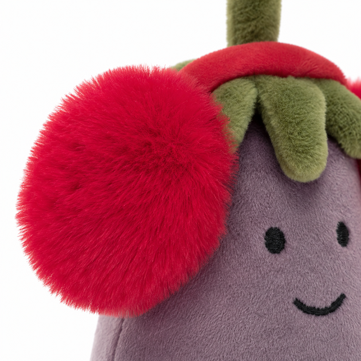 Red Earmuffs Eggplant Plush Toy – 17cm